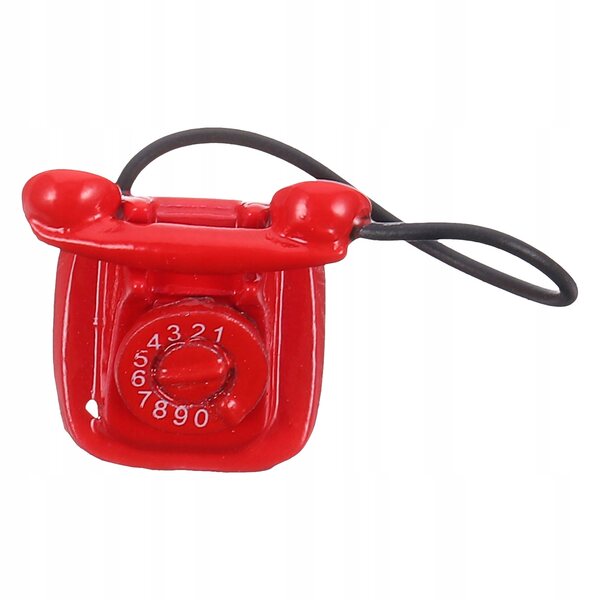 METALOWY MINIATUROWY TELEFON STYL VINTAGE CZERWONY - OZDOBA / DEKORACJA DO DOMKU DLA LALEK