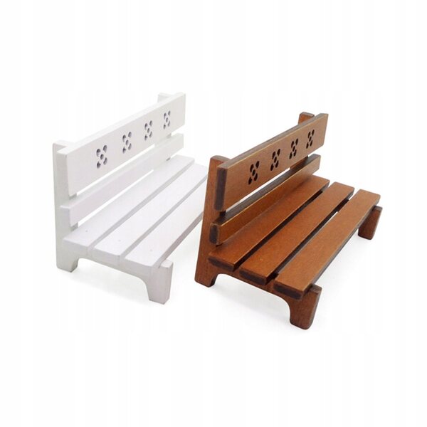 Mini panchina in legno marrone per casa e giardino decorativa 12x5,2x5,7 cm
