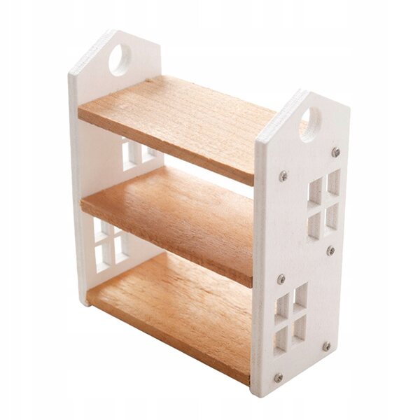 Miniatura moderna scaffale in legno per casa delle bambole e decorazioni