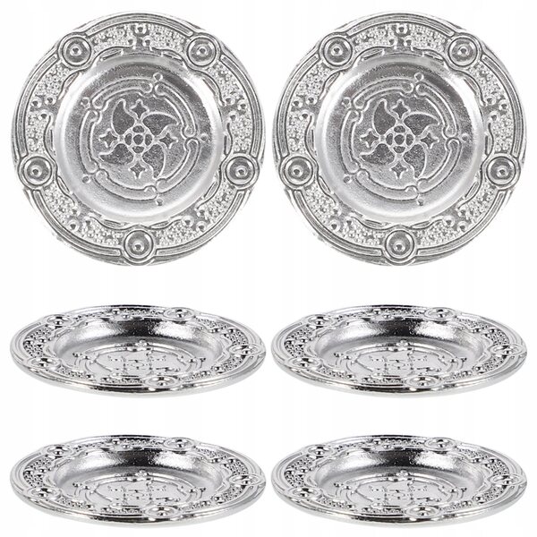 Set 6 Mini Tace in Metallo Argento per Casa delle Bambole, Realistiche e Dettagliate