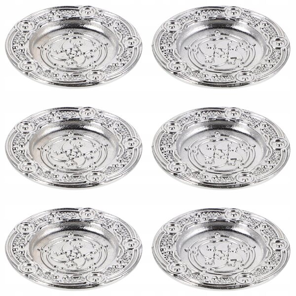 Set 6 Mini Tace in Metallo Argento per Casa delle Bambole, Realistiche e Dettagliate