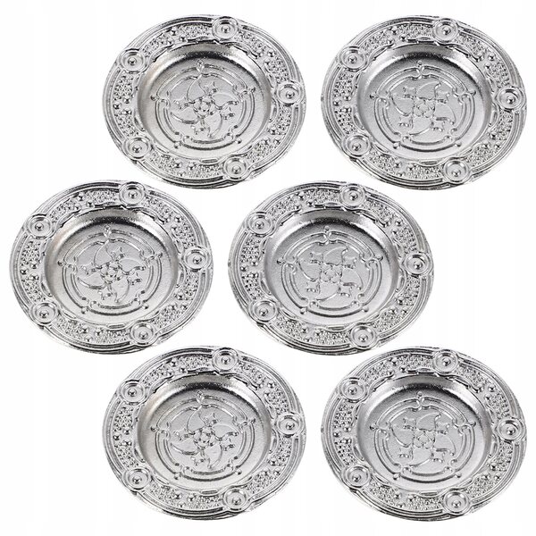 Set 6 Mini Tace in Metallo Argento per Casa delle Bambole, Realistiche e Dettagliate