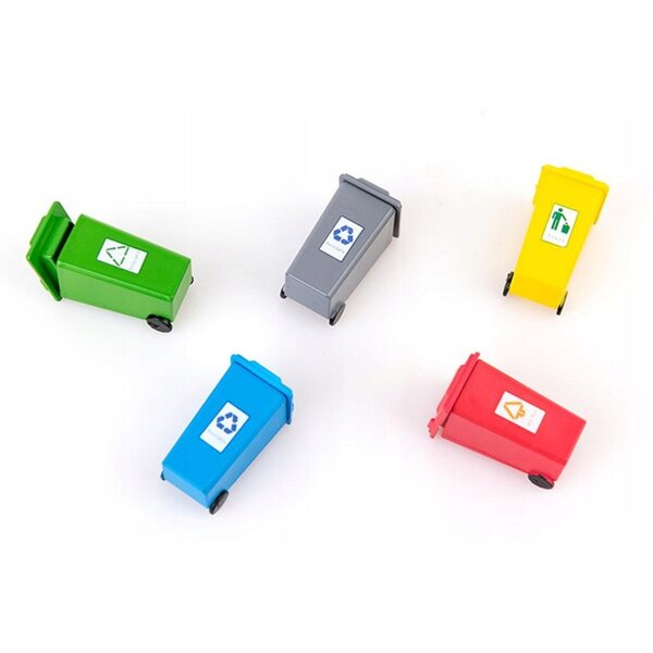 Set 5 Mini Cassonetti della Raccolta Differenziata per Bambini Colorati in Plastica