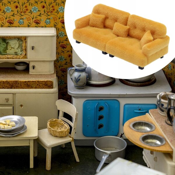 Miniatura Divano Realistico per Casa delle Bambole 1:25 Marrone in PLA