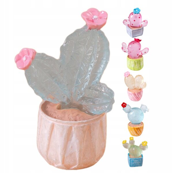 6 Mini-Kaktusfiguren aus farbigem Harz für die Dekoration zu Hause und im Büro