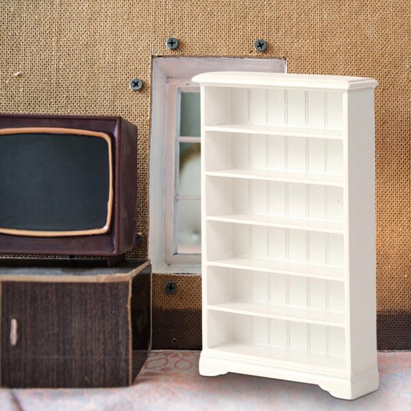 Miniatuur houten boekenkastkast schaal 1:12 voor poppenhuis wit