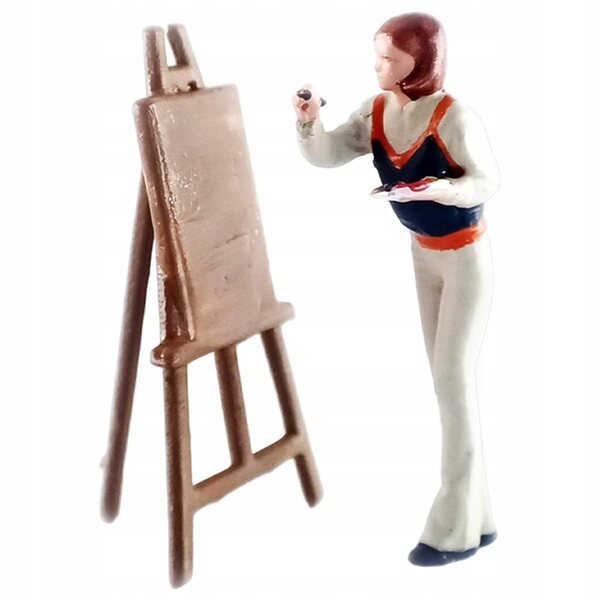 Modello Miniaturizzato 1:64 Figurina Pittore in Resina Realistica Micro White