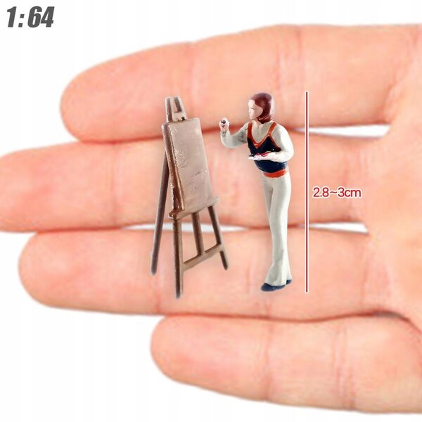 Modello Miniaturizzato 1:64 Figurina Pittore in Resina Realistica Micro White