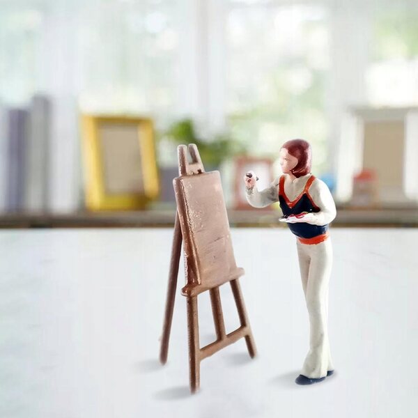 Modello Miniaturizzato 1:64 Figurina Pittore in Resina Realistica Micro White