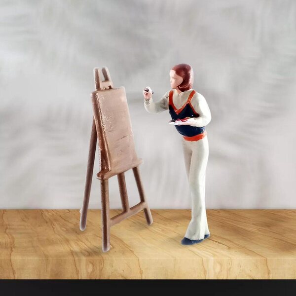 Modello Miniaturizzato 1:64 Figurina Pittore in Resina Realistica Micro White