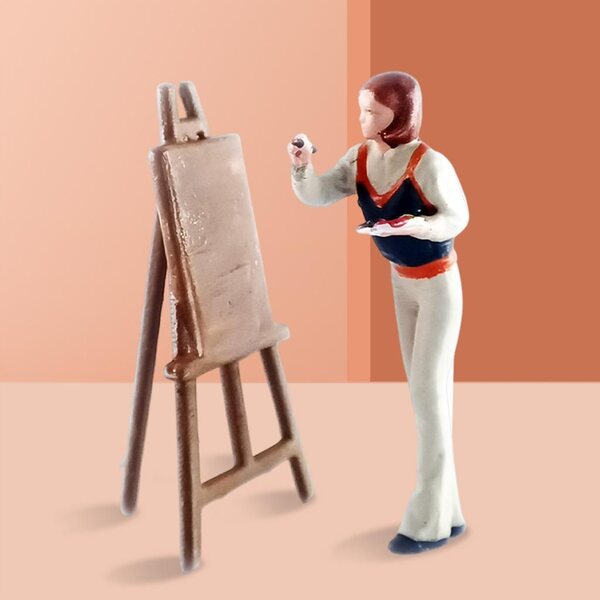 Modello Miniaturizzato 1:64 Figurina Pittore in Resina Realistica Micro White