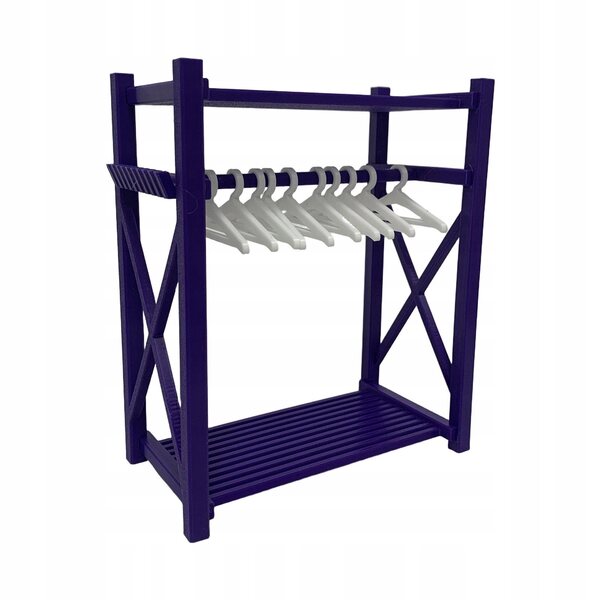Miniatura armadio moderno viola per casa delle bambole 15x8x18 cm con 10 appendini
