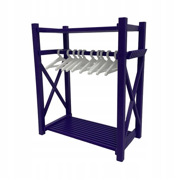 Miniatura armadio moderno viola per casa delle bambole 15x8x18 cm con 10 appendini