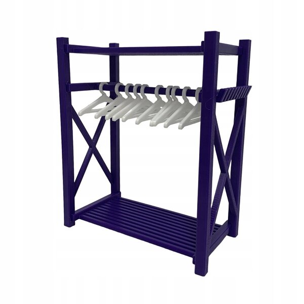 Miniatura armadio moderno viola per casa delle bambole 15x8x18 cm con 10 appendini