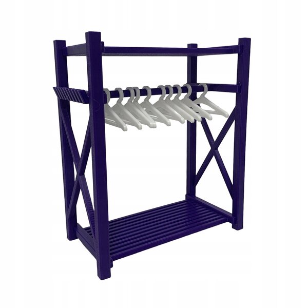 Miniatura armadio moderno viola per casa delle bambole 15x8x18 cm con 10 appendini