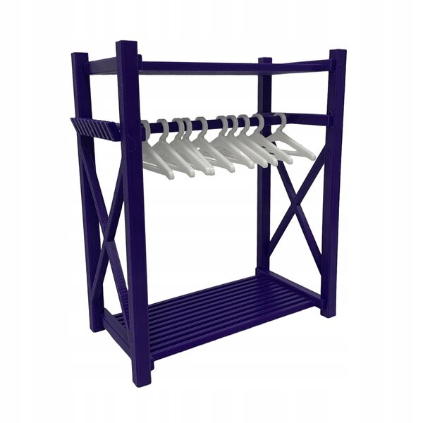 Miniatura armadio moderno viola per casa delle bambole 15x8x18 cm con 10 appendini