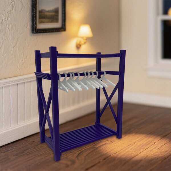 Miniatura armadio moderno viola per casa delle bambole 15x8x18 cm con 10 appendini
