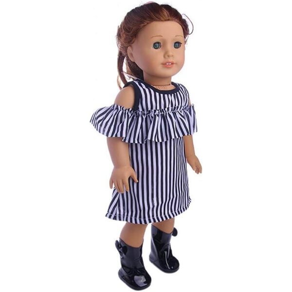 Gestreiftes Kleid für 46 cm große amerikanische Puppe – Elegante Freizeitkleidung