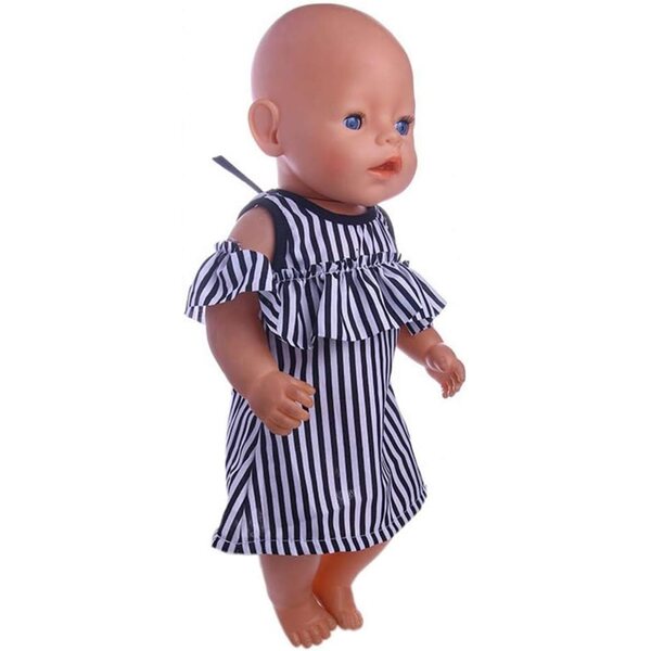 Gestreiftes Kleid für 46 cm große amerikanische Puppe – Elegante Freizeitkleidung