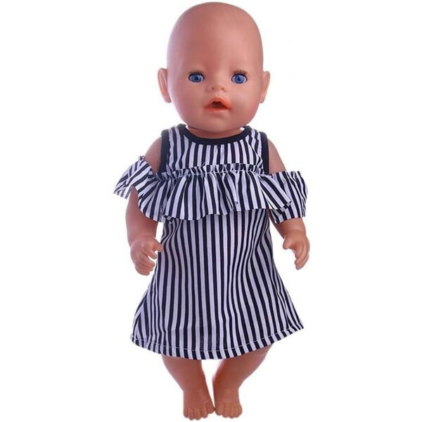 Gestreiftes Kleid für 46 cm große amerikanische Puppe – Elegante Freizeitkleidung