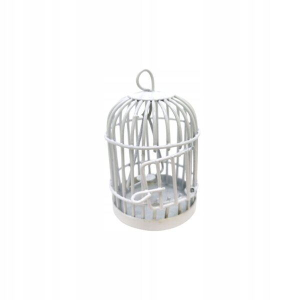 Miniatura gabbia bianca per uccelli con gancio e porte - modello decorativo resistente