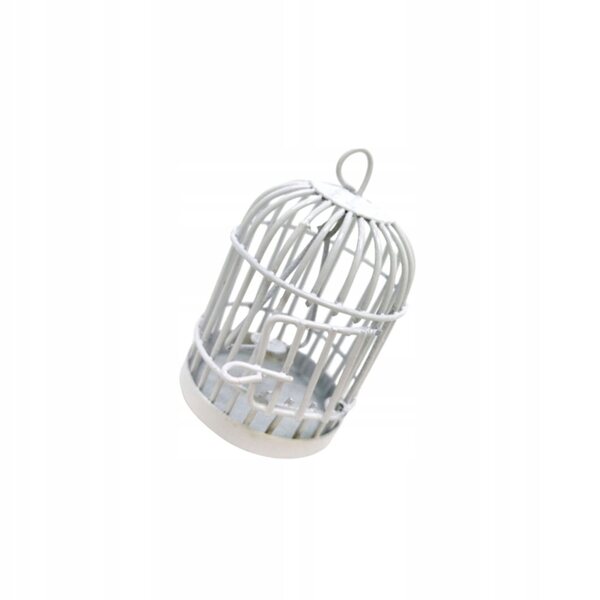 Miniatura gabbia bianca per uccelli con gancio e porte - modello decorativo resistente
