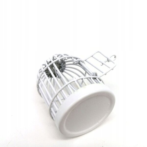 Miniatura gabbia bianca per uccelli con gancio e porte - modello decorativo resistente