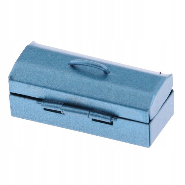 Miniatura cassetta porta attrezzi in metallo per casa delle bambole 1:12 blu
