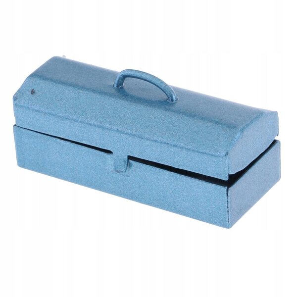 Miniatura cassetta porta attrezzi in metallo per casa delle bambole 1:12 blu
