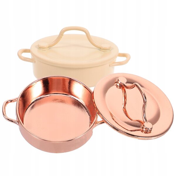 Set 2 Miniature Pentole Decorative per Casa delle Bambole in Metallo Multicolore