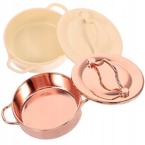 Set 2 Miniature Pentole Decorative per Casa delle Bambole in Metallo Multicolore