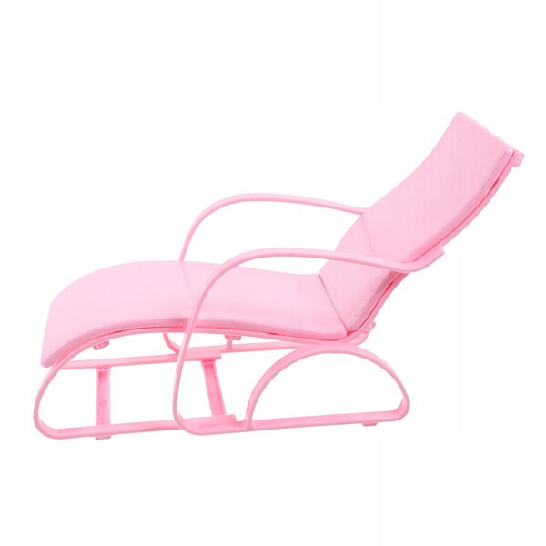 Sedia da spiaggia in plastica rosa per bambole 17x11x8 cm