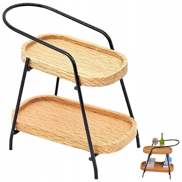 Mini Scaffale Decorativo in Legno e Metallo per Casa delle Bambole