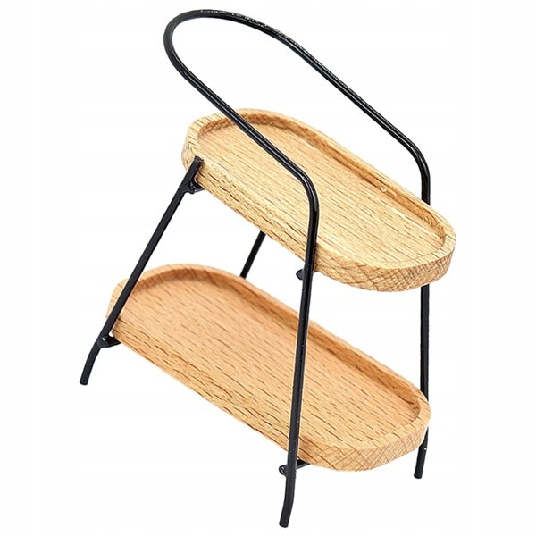 Mini Scaffale Decorativo in Legno e Metallo per Casa delle Bambole