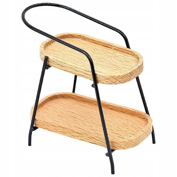 Mini Scaffale Decorativo in Legno e Metallo per Casa delle Bambole