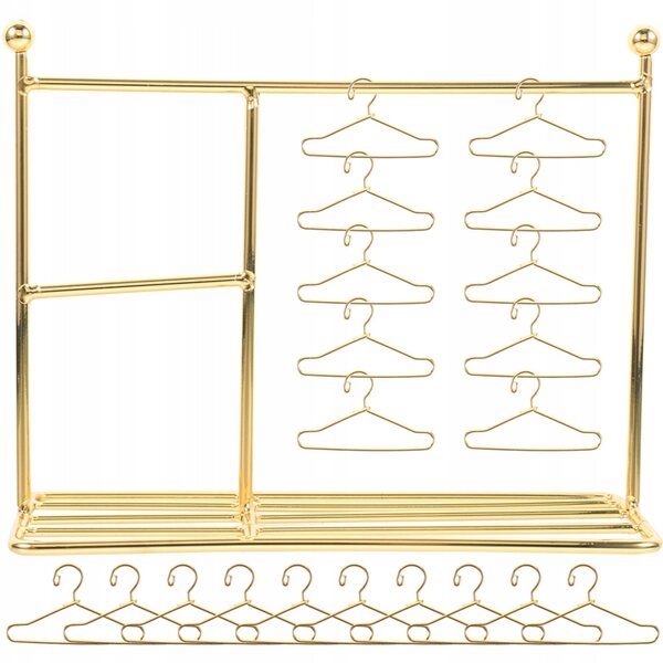 Kleiderständer für Puppen aus goldenem Eisen mit 20 Mini-Kleiderbügeln