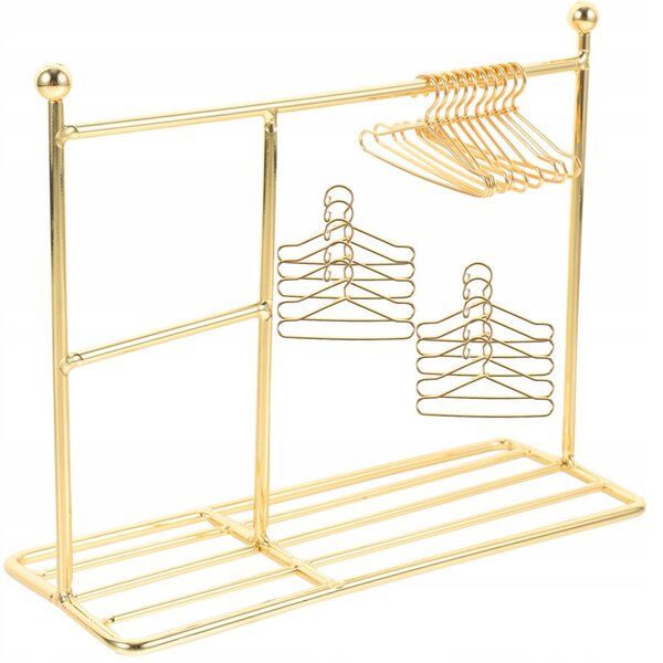 Kleiderständer für Puppen aus goldenem Eisen mit 20 Mini-Kleiderbügeln