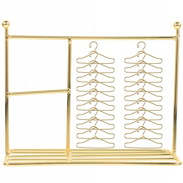 Kleiderständer für Puppen aus goldenem Eisen mit 20 Mini-Kleiderbügeln