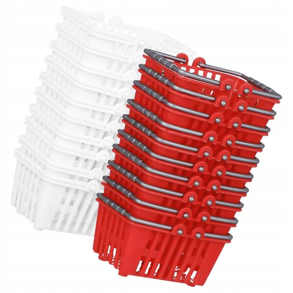 Set 20 Mini Cesti Rosso e Bianco per Casa delle Bambole e Decorazioni