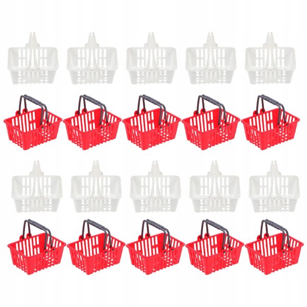 Set 20 Mini Cesti Rosso e Bianco per Casa delle Bambole e Decorazioni