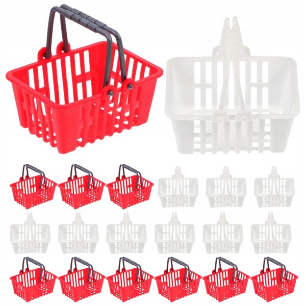 Set 20 Mini Cesti Rosso e Bianco per Casa delle Bambole e Decorazioni