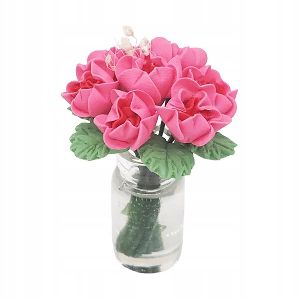 Miniatura rosa in vaso per decorazioni casa e casa delle bambole in resina