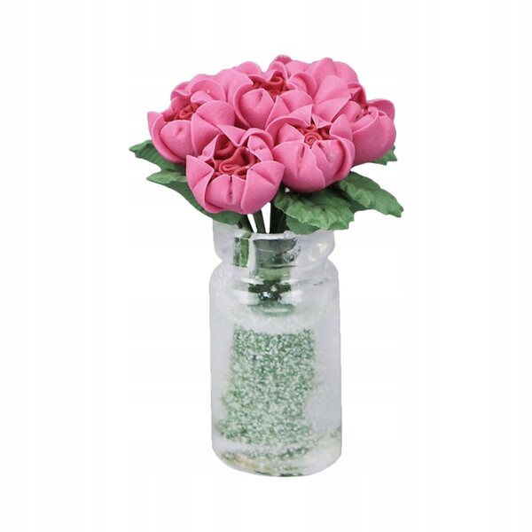 Miniatura rosa in vaso per decorazioni casa e casa delle bambole in resina