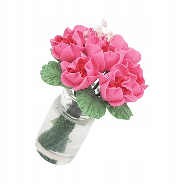 Miniatura rosa in vaso per decorazioni casa e casa delle bambole in resina