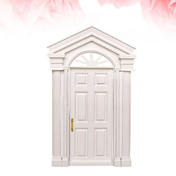 Mini porta in legno bianca decorativa per casa delle bambole 1:12 resistente