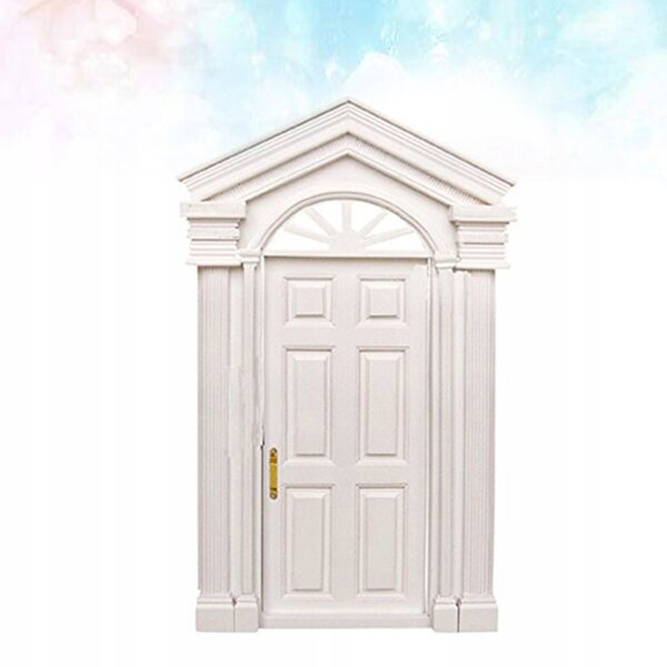 Mini porta in legno bianca decorativa per casa delle bambole 1:12 resistente