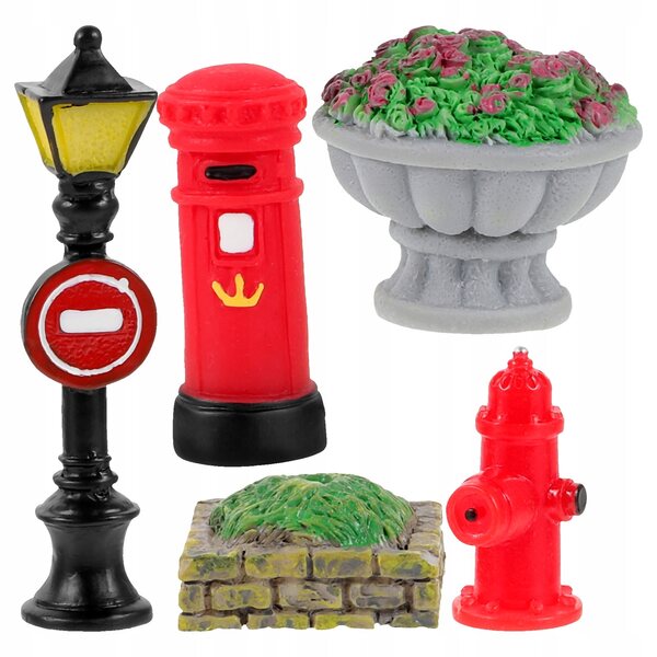 Miniatuurtuinaccessoireset met lantaarnpaal voor minihuis- en microlandschapsscenario's