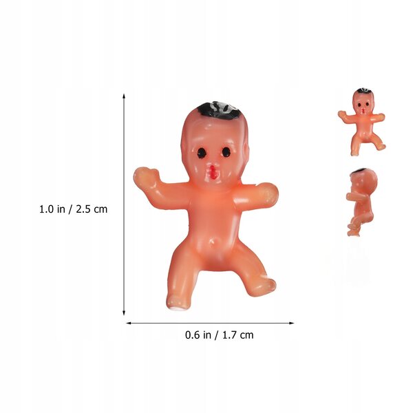 Комплект от 100 Mini Baby Shower цветни пластмасови кукли за декорации и игри
