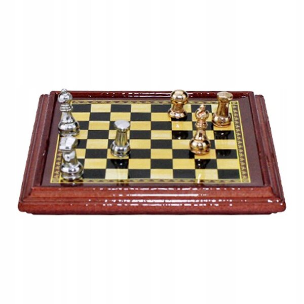 1:12 Mini-Schachspiel aus Holz als Dekorationszubehör für Puppenhäuser