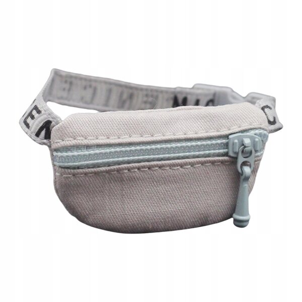 Miniature borsa a tracolla crossbody per bambole 1:6 1:12 tessuto grigio sabbia